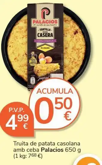 Consum Tortilla de patata con cebolla palacios oferta