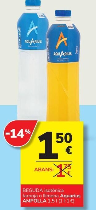 Consum Bebida isotonica aquarius oferta