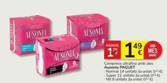 Consum Compresa ultrafina con alas ausonia oferta