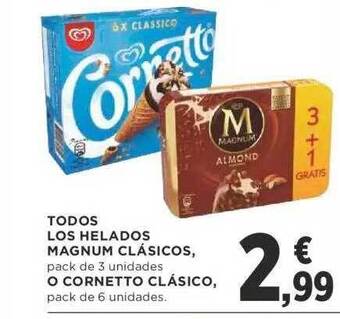 Supercor Todos Los Helados Magnum Clásicos O Cornetto Clásico oferta