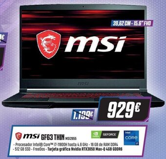 PCBox msi GF63 THIN oferta
