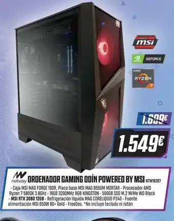 PCBox w netway Ordenador Gaming Odín Powered by msi oferta