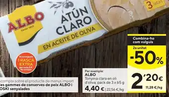 Caprabo Albo atún claro en aceite oliva pack 3x65 g oferta