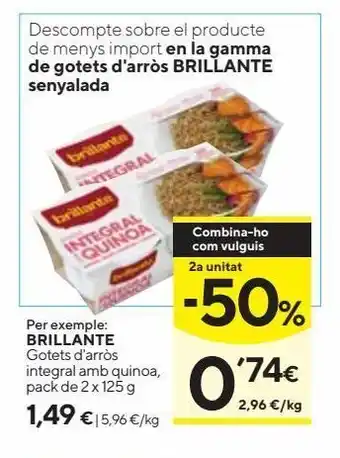 Caprabo Brillante vasitos de arroz integral con quinoa pack 2x125 g oferta