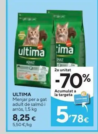 Caprabo Ultima alimento de salmón-arroz gato adulto 1,5 kg oferta