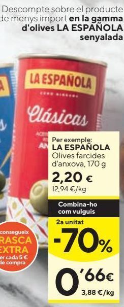 Caprabo Aceitunas rellenas de anchoa la española oferta