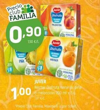 Coviran Juver Néctar Disfruta Naranja Piña O Melocotón oferta