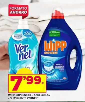 Supermercados Dani Wipp Express Gel Azul 40 Lav + Suavizante Vernel oferta