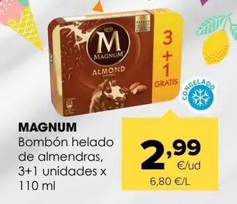 Autoservicios Familia Bombón helado de almendras, 3+1 unidades x 110 ml oferta