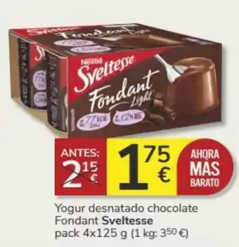 Supermercados Charter Nestlé Sveltesse Yogur desnatado chocolate Fondant pack 4x125 g oferta