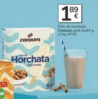 Supermercados Charter Consum Polo de Horchata Pack 6 x 64 g oferta