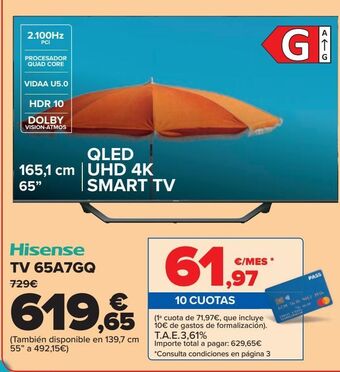 Carrefour Hisense tv 65a7gq oferta