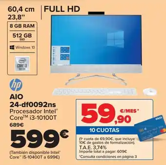 Carrefour Hp aio 24-df0092ns procesador intel oferta