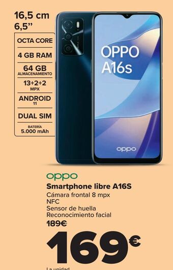 Carrefour Oppo smartphone libre a16s oferta