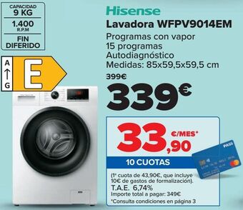 Carrefour Hisense lavadora wfpv9014em oferta