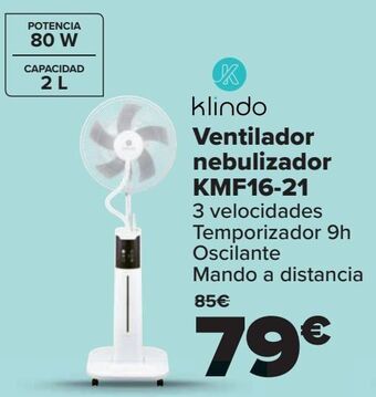 Carrefour Klindo ventilador nebulizador kmf16-21 oferta