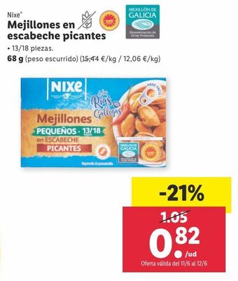 Lidl Mejillones en escabeche nixe oferta