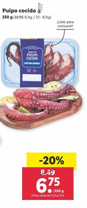Lidl Pulpo cocido oferta