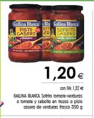 Cash Ifa Gallina Blanca Sofrito Tomate-verduras O Tomate Y Cebolla En Trozos O Pisto Casero De Verduras Frasco oferta