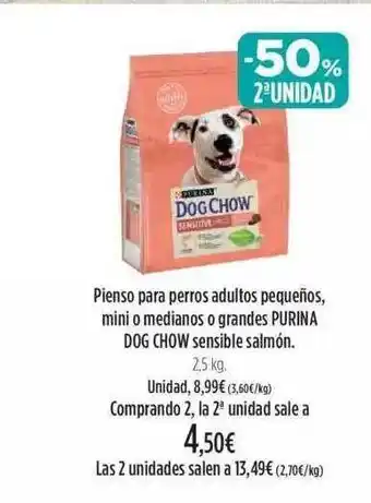 El Corte Inglés -50% 2a Unidad Pienso Para Perros Adultos Pequeños Mini O Medianos O Grandes Purina Dog Chow Sensible Salmón oferta