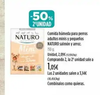 El Corte Inglés -50% 2a Unidad Comida Húmeda Para Perros Adultos Minis Y Pequeños Naturo Salmón Y Arroz oferta