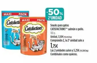 El Corte Inglés -50% 2a Unidad Snacks Para Gatos Catisfactions** Salmón O Pollo oferta