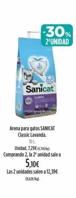 El Corte Inglés -30% 2a Unidad Arena Para Gatos Sanicat Classic Lavanda oferta