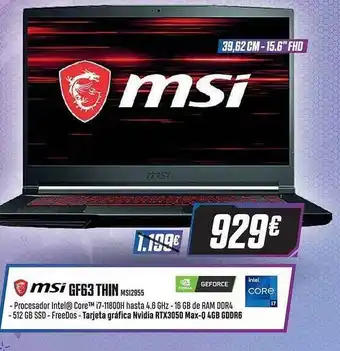 PCBox Msi Gf63 Thin oferta