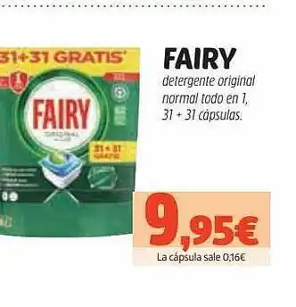 Supermercados Lupa Fairy Detergente Original Normal Todo En 1 31+31 Cápsulas oferta