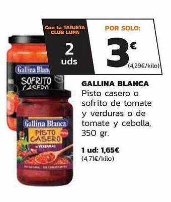 Supermercados Lupa Gallina Blanca Pisto Casero O Sofrito De Tomate Y Verduras O De Tomate Y Cebolla oferta