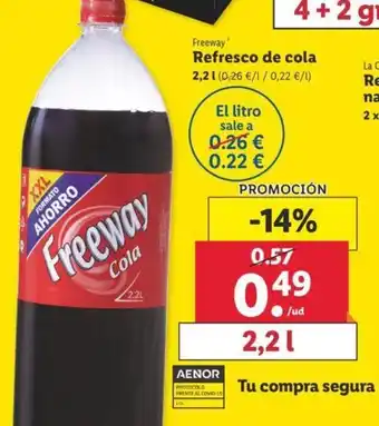 Lidl Refresco de cola 2,2L oferta
