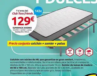 Tuco Superpack Ahorro Colchón + Somier + Patas oferta