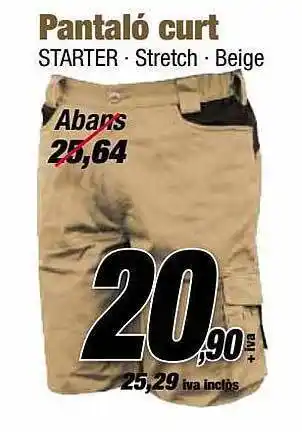Ferrolan Pantaló Curt Starter . Stretch . Beige oferta