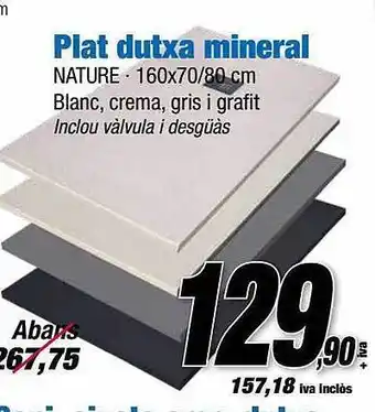 Ferrolan Plat Dutxa Mineral Nature . 160x70x80 Cm oferta