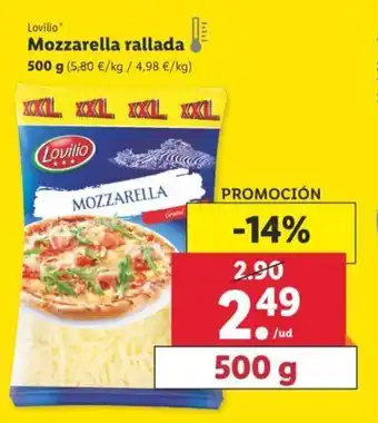 Lidl Mozzarella rallada 500g oferta