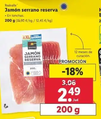 Lidl Jamón serrano reserva 200g oferta