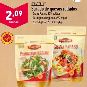ALDI D'Antelli® Surtifo de Quesos Rallados 125-150 g oferta