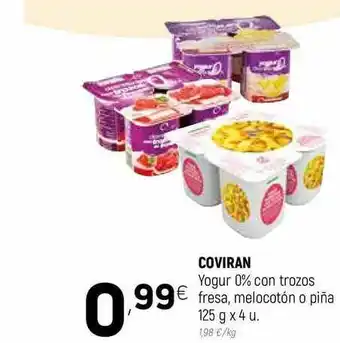Coviran Coviran Yogur 0% Con Trozos Fresa, Melocotón O Piña 125g oferta