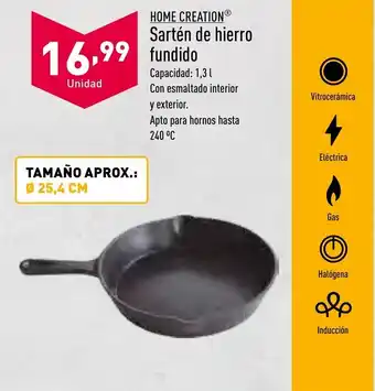 ALDI Home Creation® Sartén de Hierro Fundido Ø25.4 cm oferta
