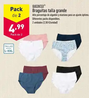 ALDI Queentex® Braguitas Talla Grande Pack de 2 oferta