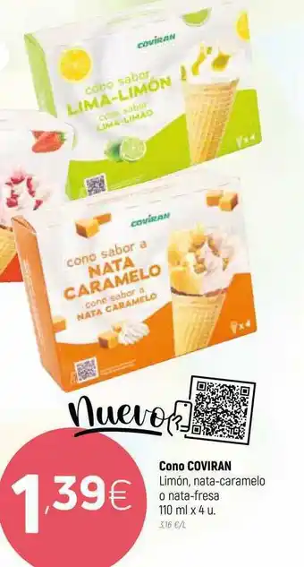 Coviran Cono Coviran Limón, Nata-Caramelo O Nata-Fresa 110 ml oferta