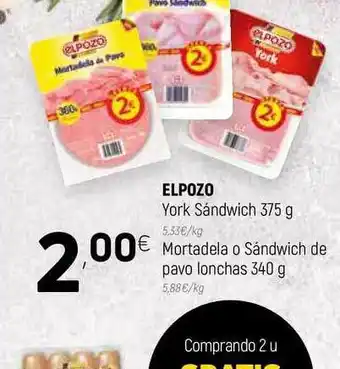 Coviran Elpozo York Sándwich 375g, Mortadela O Sándwich De Pavo Lonchas 340 G oferta