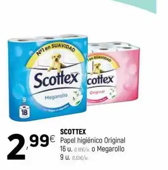 Coviran Scottex Papel Higiénico Original 16 U. O Megarollo 9 U. oferta