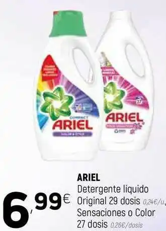 Coviran Ariel Detergente Líquido Original 29 Dosis, Sensaciones O Color 27 Dosis oferta