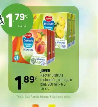 Coviran Juver Néctar Disfruta Melocotón, Naranja O Piña 200 Ml oferta
