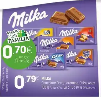 Coviran Milka Chocolate Oreo, Caramelo, Chips Ahoy 100 G, Lu O Tuc 87 G oferta