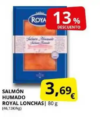 Supermercados MAS Salmón Humado Royal Lonchas 13% Descuento 80g oferta