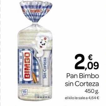 Supermercados El Jamón Pan Bimbo Sin Corteza oferta