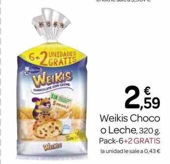 Supermercados El Jamón Weikis Choco O Leche oferta