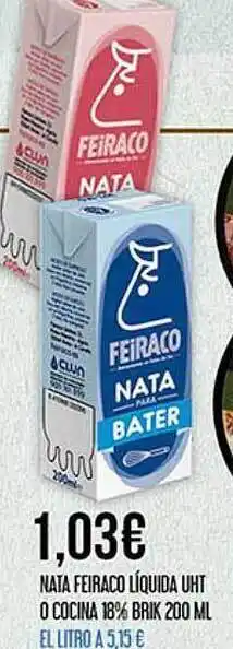 Claudio Nata Feiraco Líquida Uht O Cocina 18% Brik oferta